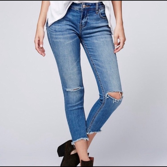 Free People Denim - Free People - Destroyed Ankle Skinny Jeans Raw Hem